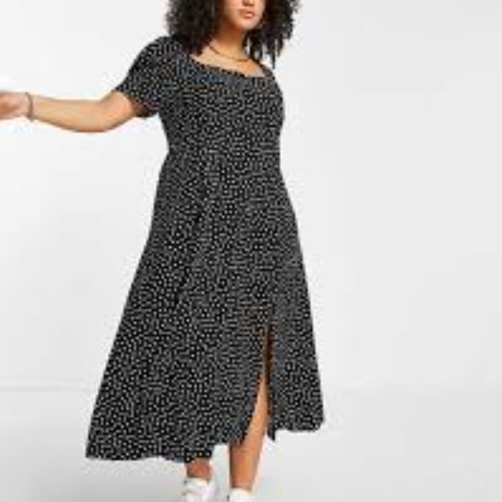 NWT ASOS Design Curve sz 26 black / white polka dot plus size dress